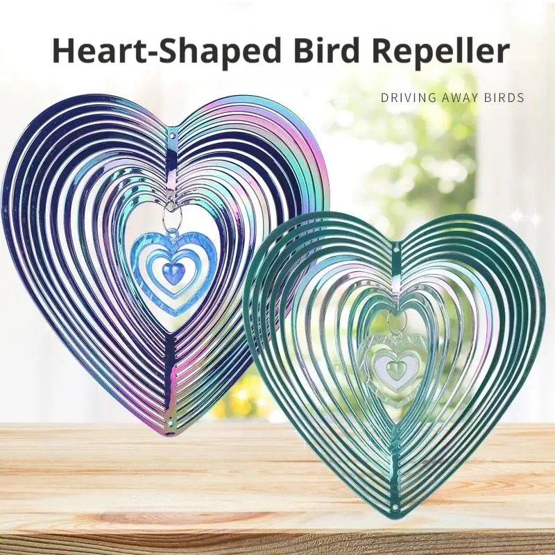 Hanging Wind Spinners,Heart-Shaped Wind Spinner Outdoor,Smooth Spinning,Indoor And Outdoor Decoration For Garden,Patio,Yard,Gift