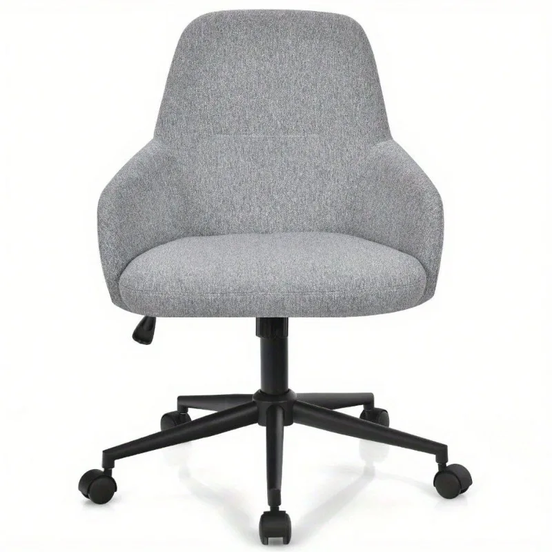 Adjustable Rolling Swivel Task Chair Linen Accent Office Chair w/Armrest Wide Backrest Height Adjustable Chair for Office