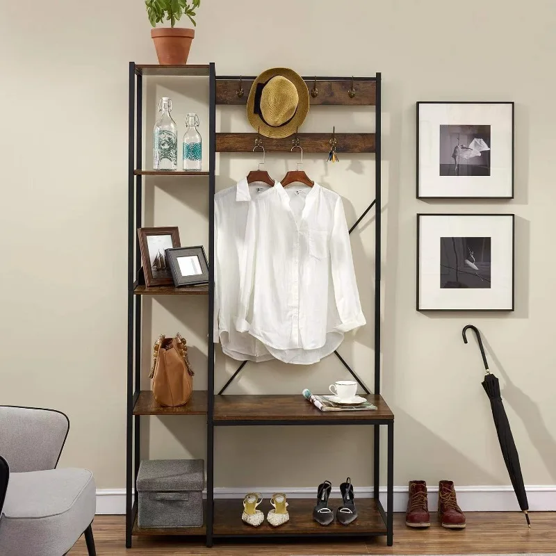 Bedroom floor-to-ceiling hanger, living room vertical clothing rack wardrobe 6-layer storage