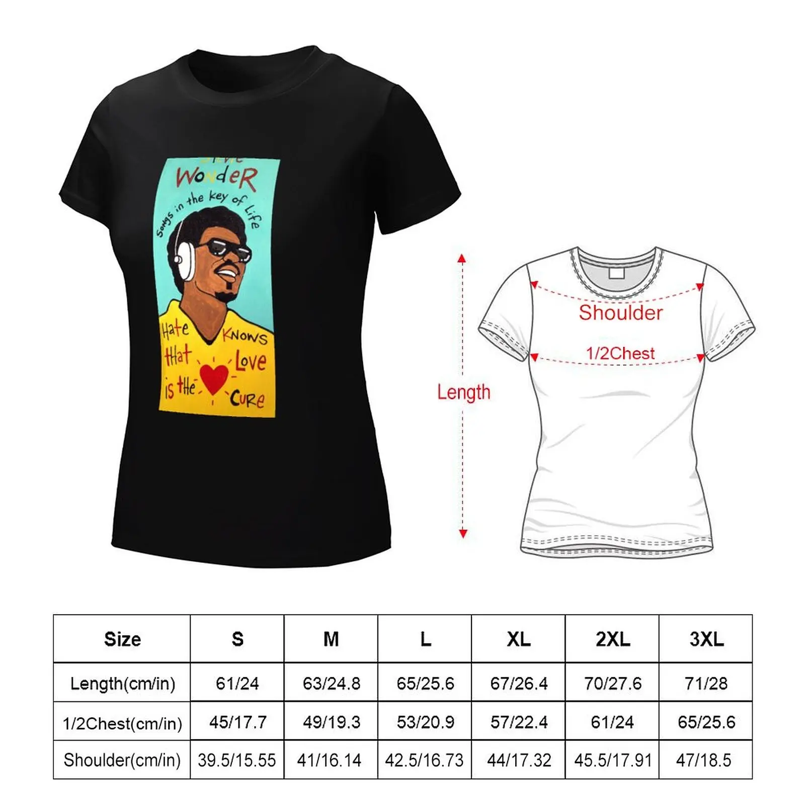 Stevie Wonder Pop FolkArt T-Shirt cute tops hippie clothes vintage clothes summer blouses woman 2024