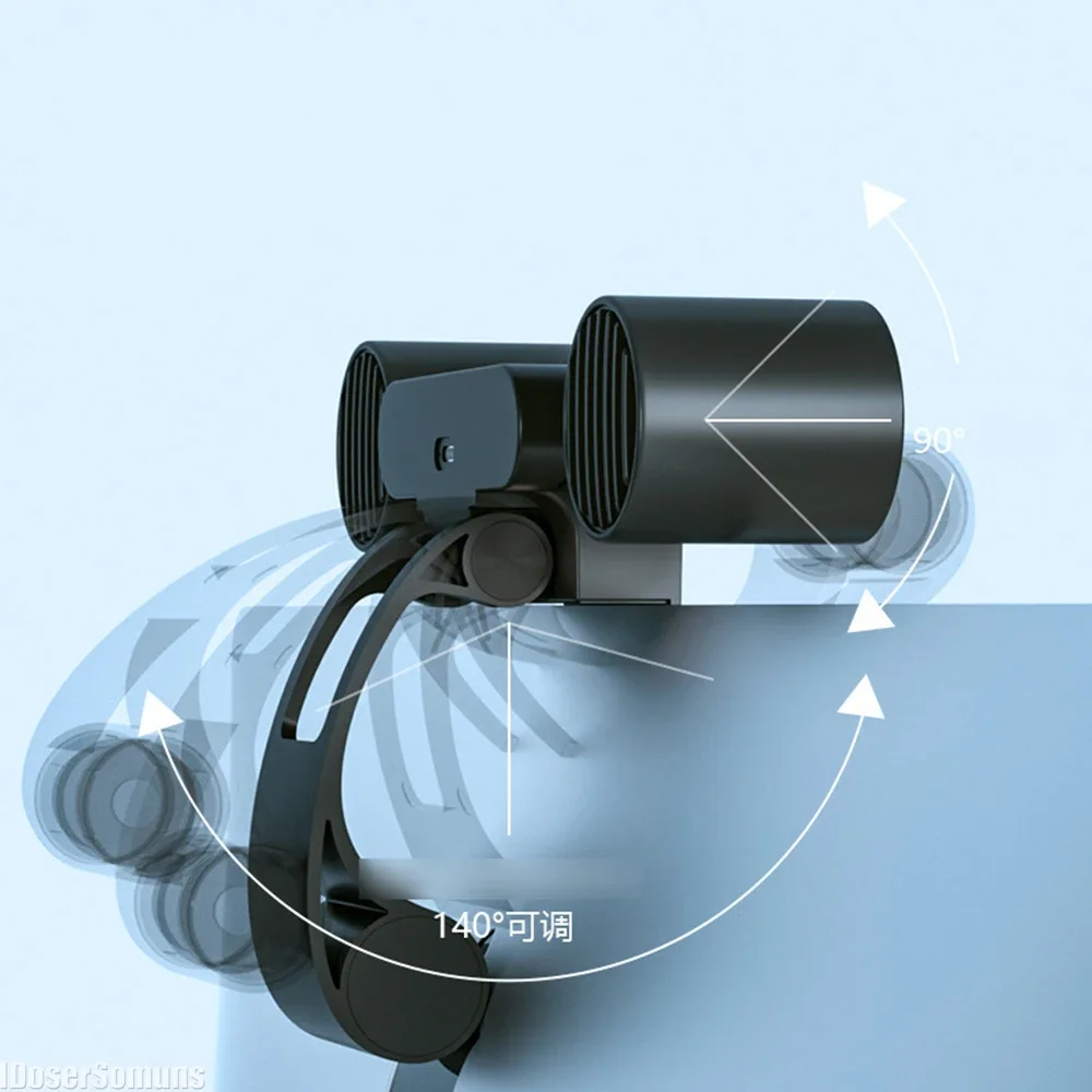 Computer Screen Small Fan USB Bladeless Clip Fan Portable Mini with Night Light Three Speed Adjustable Hanging Screen Fan