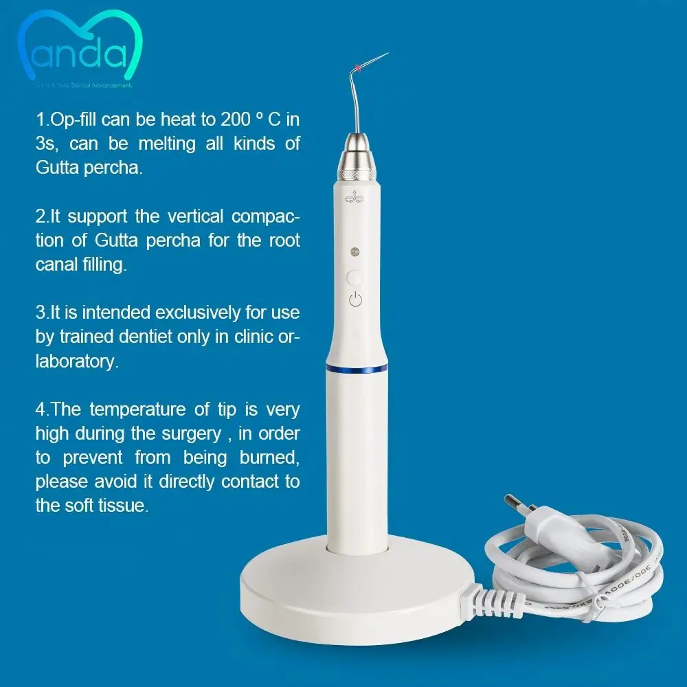 MANDA Dental Cordless Gutta Percha Obturation System Endo Heated Pen 2 Tips Lab 3 Seconds Rapid Heating Endodontic Root Tools