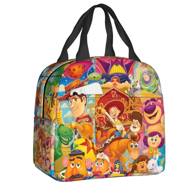 Custom Toy Story Character Insulated Lunch Bags for Women Disney Resuable Thermal Cooler Bento Box Kids School Children