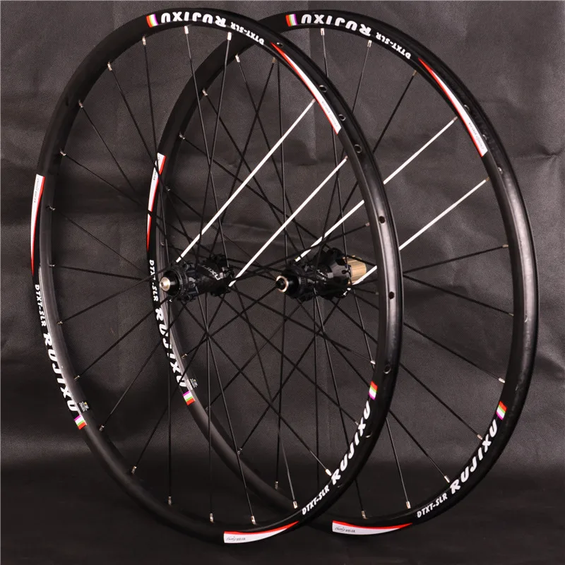 RUJIXU road wheels mtb 26 27.5, 29er 700c wheel with axle f15, * 100, r12 * 142mm, disc brake 24 holes wheelset