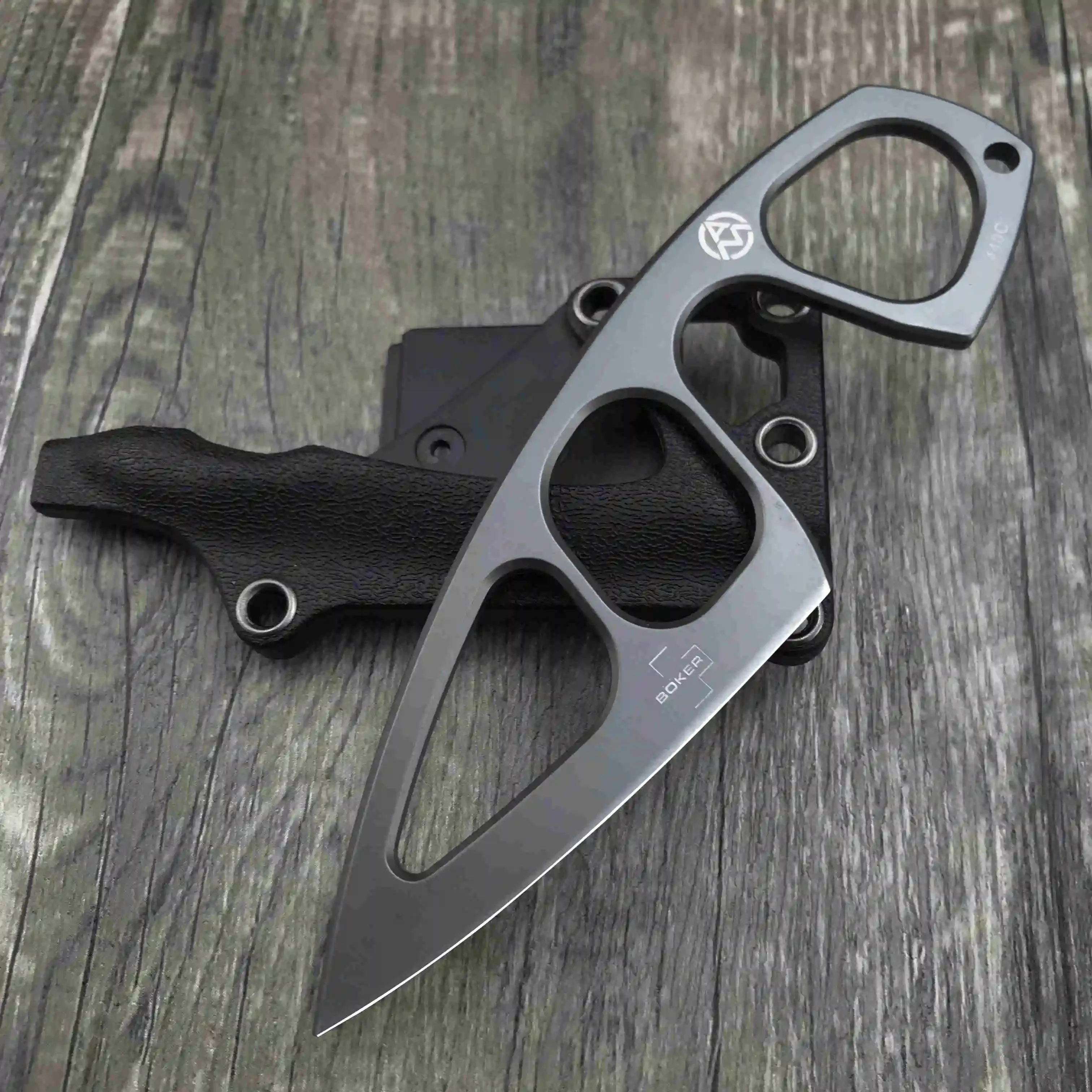 EDC BOKER Pocket Necklace Small Fixed Blade Knife 440C Steel Handle with ABS Sheath Outdoor Tactical Survival Mini Knives