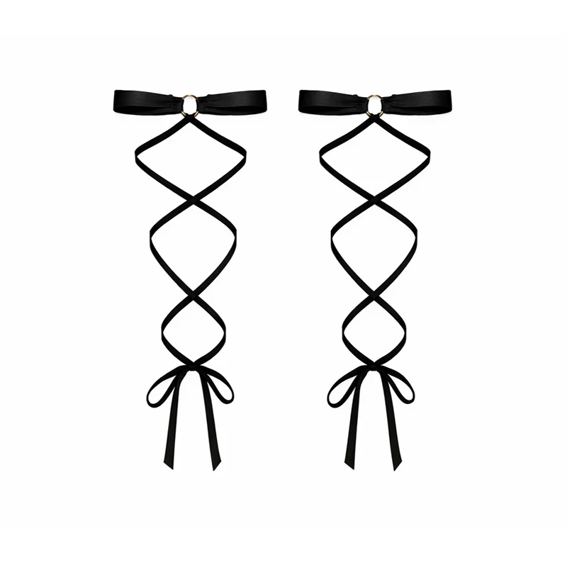 

Высокоэластичные глянцевые ажурные чулки с завязками на бедрах, в нескольких цветах