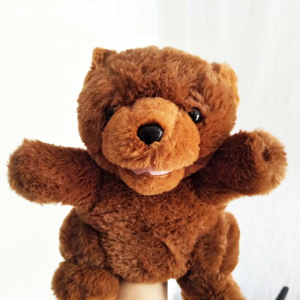 Brinquedo de pelúcia de fantoche de mão de desenho animado de urso fofo de alta qualidade