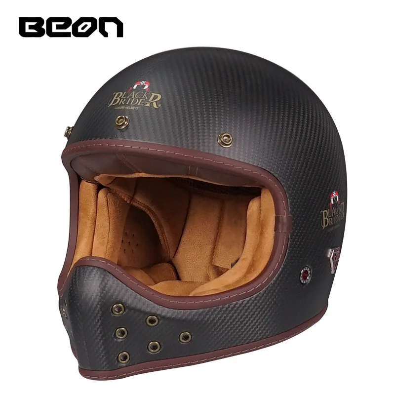 BEON BR-52 Carbon fiber Glass Vintage Full helmet for men and women Motorcycle helmets Motorcycle racing all seasons