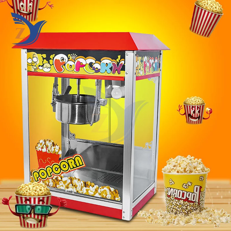 Popcorn Electro Mechanical Commercial Flat Roof Hot Machine Butterfly Corn Rice Automatic Stall Cinema Electric Fried Ball