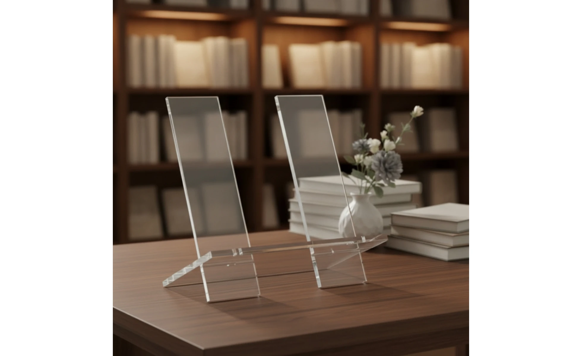 Book Stand with Upright Panels Transparent Acrylic Book Stand Display Riser Clear Minimalist for Collectors, Living Room