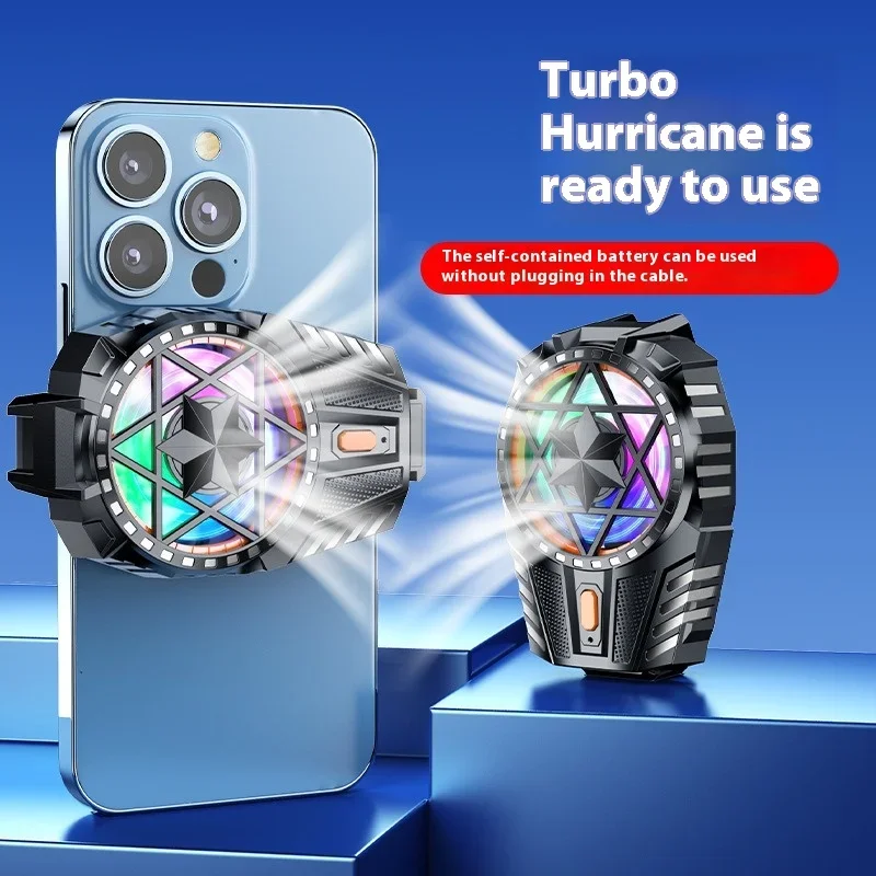 Mobile Phone Radiator with RGB Light Phone Gaming Radiator 3 Speed Adjustable Snap-On Cooling Fan for Outdoor Vlog Mobile Gaming