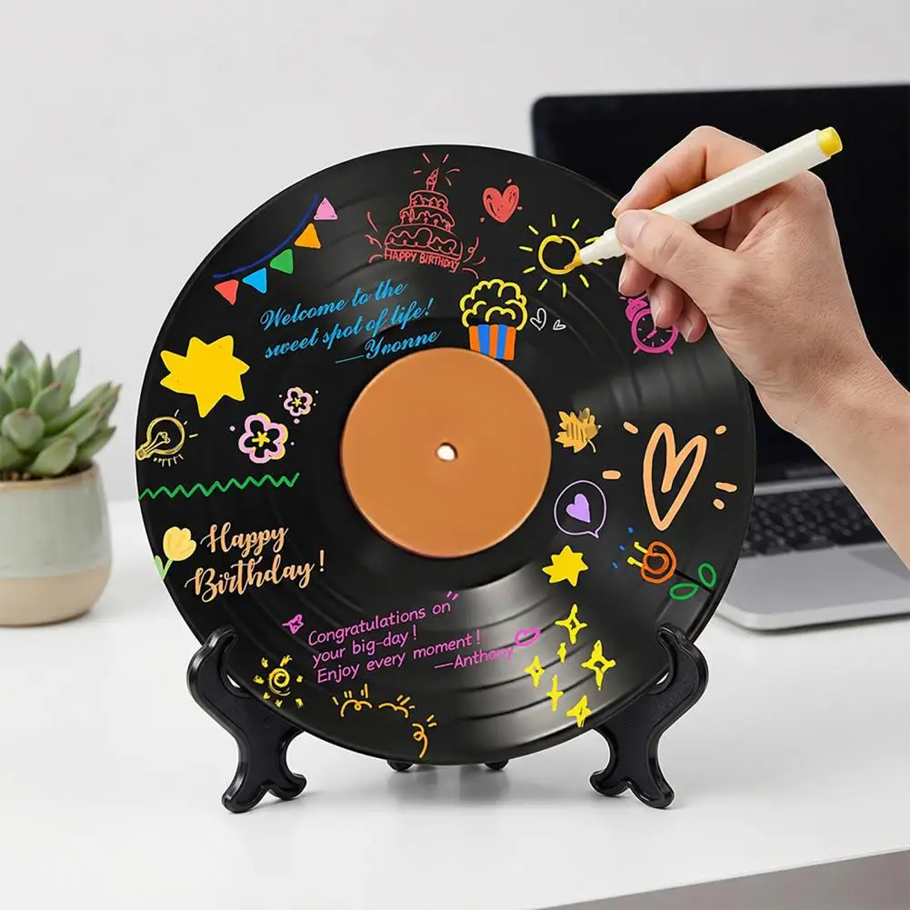 Personalized Vinyl Gift Blank Vinyl Records for Crafts Vinyl Diy Graffiti Clock Ornament Blank Acrylic Retro Tabletop Wall Decor