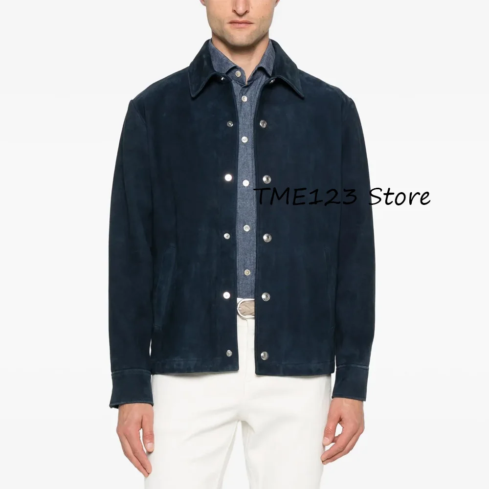 

Мужские повседневные куртки для мужчин, замшевая ткань, прямые карманы с лацканами, классический мужской костюм, однобортный костюм с металлическими потайными пуговицами