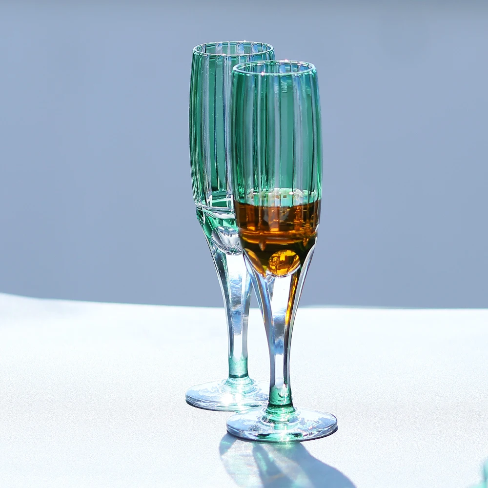 

180 мл бокалы для зеленого шампанского ручной работы, бамбуковый дизайн Edo Kiriko в подарочной упаковке