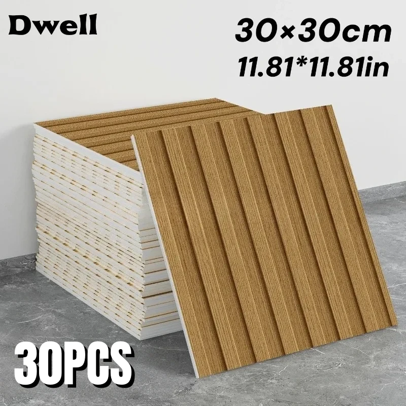 30x30cm Peel and Stick Wall Panels Interior for Ceiling Living Room Decor Waterproof Wood Grain Foam Self Adhesive Wallpaper