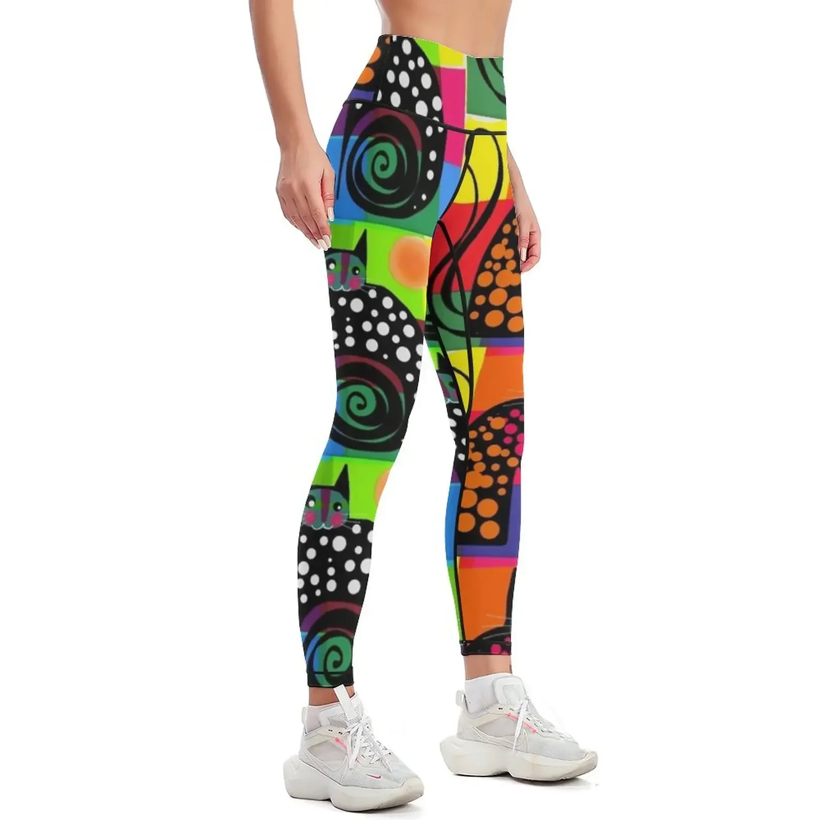 Colourful cats 53 Leggings Sweatpants exercise clothing for Fitness's gym clothes Jogger pants Womens Leggings view 2