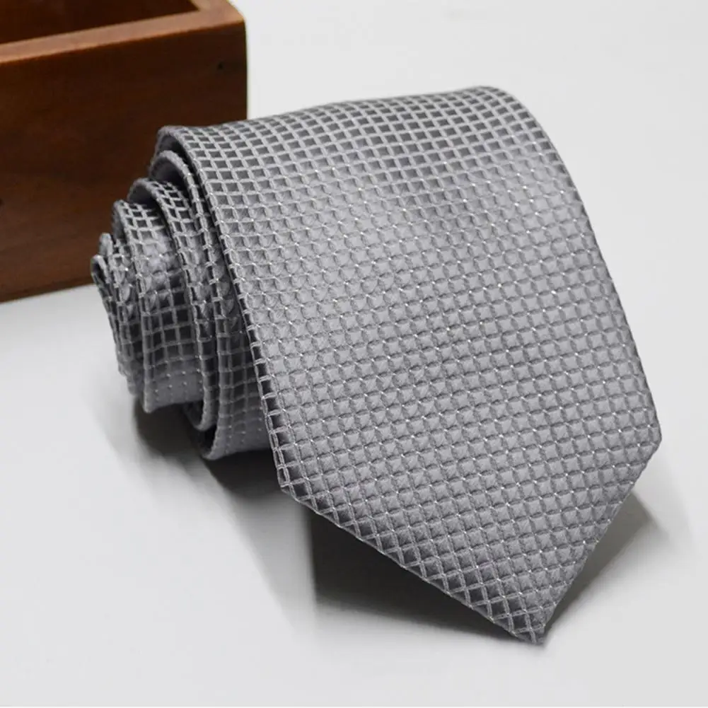 

All Match Grey Neck Ties Plaid Solid Color Comfortable Lightweight Universal Men Tie for Business
