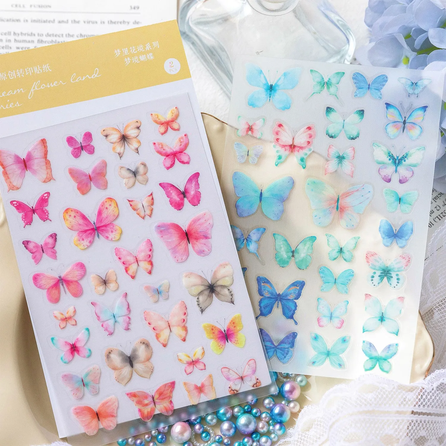 2 Sheets Vintage Rub On Transfers Butterfly Stickers Flower Deco Sticker For Crafts Fabric Journaling Dairy Scrapbooking Planner