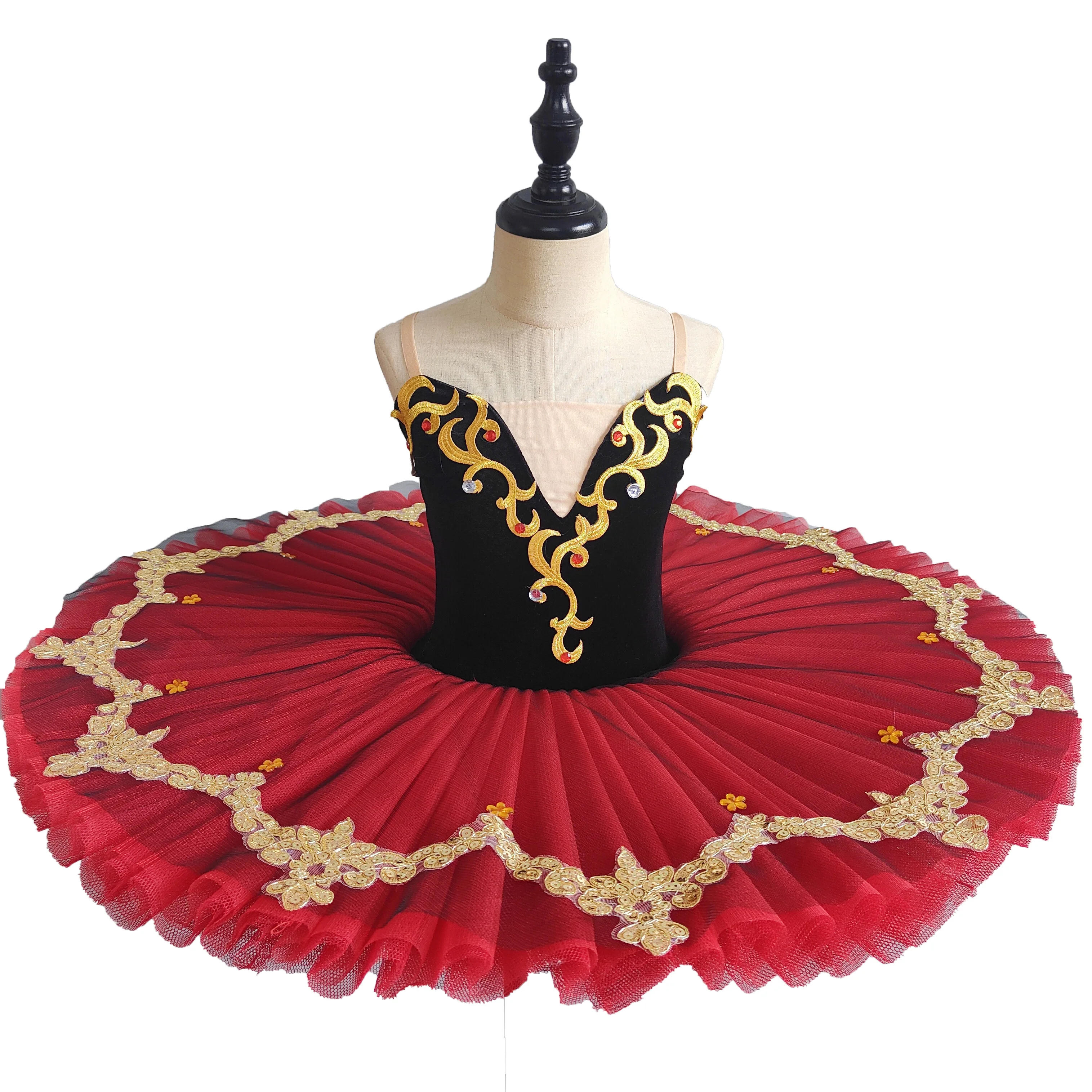 New Ballerina Ballet Tutu Dress Dance Costume Platter Pancake Red Party Dress