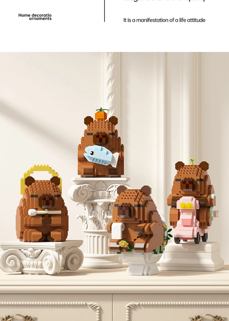 NEUES Kreatives Capybara-Baustein-Set - Niedliches Wasser-Mausläuse DIY-Modell | Lustiges MINT-Spielzeug für Kinder & Erwachsene, ideale Geburtstagsgeschenke – Detail 7