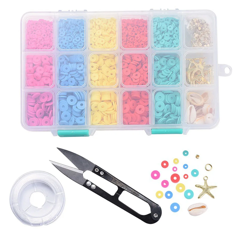 

1 Box Soft Polymer Clay Beads Kit Round Sea Star Shell Diy Accessories Mixed Color Easy Stringing Large Hole Durable Lightweight