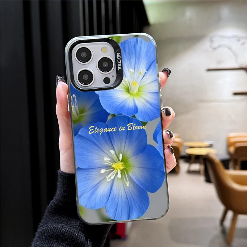 Beautiful Blue FlowersPhone Case for Samsung Galaxy S23 S24 S25 S22 Ultra S21 Plus FE A56 A36 A26 5G A16 A06 4G Note 20 Cover