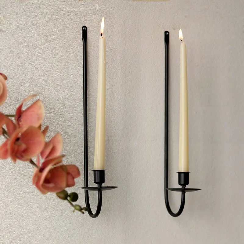 for Modern Simple Black Wrought Iron Wall Hanging Candle Holder Wall Lamp Sconce Home Decor Cross Border Distribution