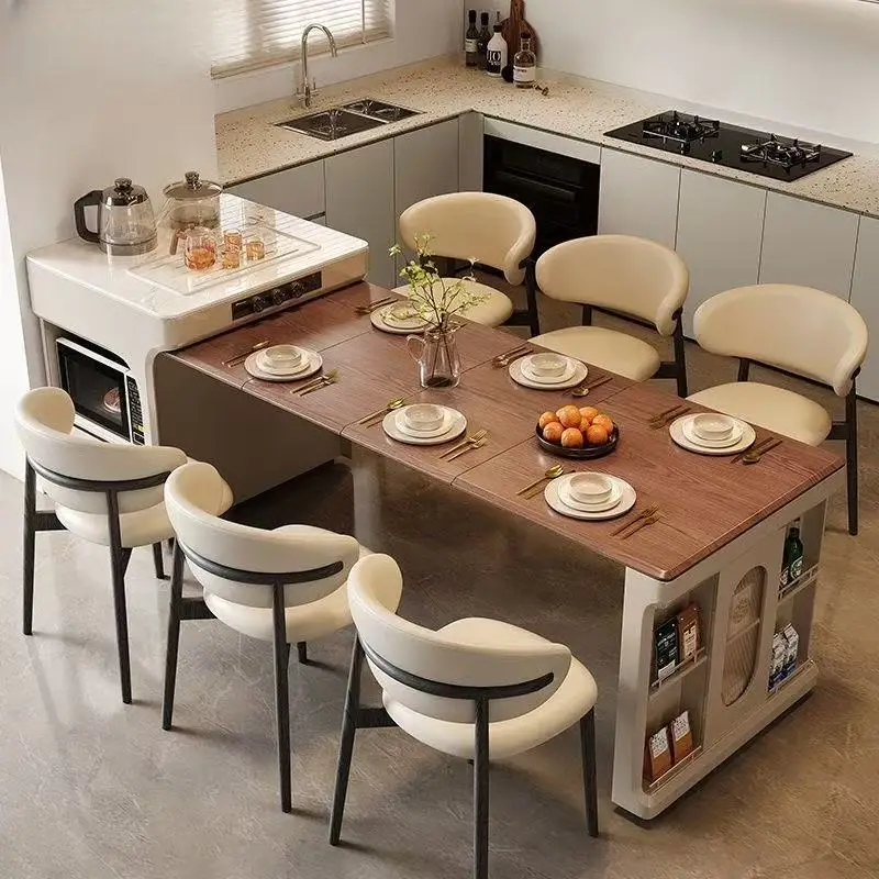 

Medieval cream wind retractable folding integrated island dining table household small apartment