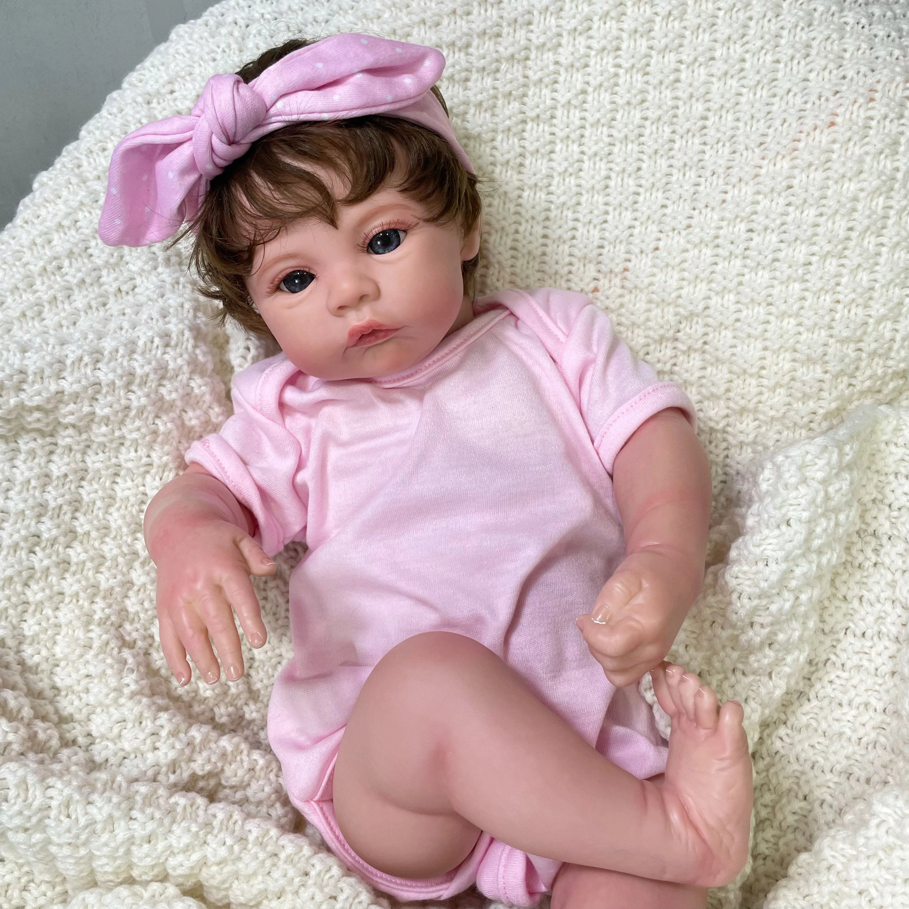 

43CM Finished Painted Reborn Baby Dolls Meadow Full Vinyl Girl Body Washable Newborn with Visible Veins Lifelike 3D Skin Gift