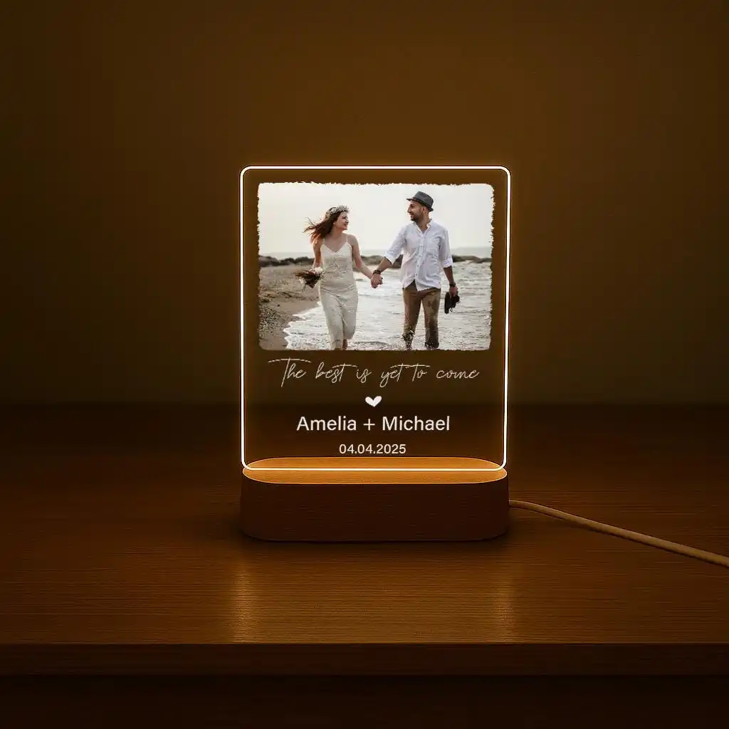 

Personalized Custom Valentine Day Couple Photo Acrylic Night Light Ornament Romantic Memorial Desktop Decoration Love GiftsDecor