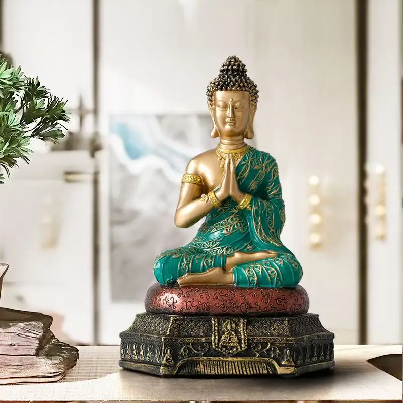 Thai Style Buddha Statue Southeast Asia Resin Sculpture for Meditation And Prayer Home Living Room Office Decorative Artwork