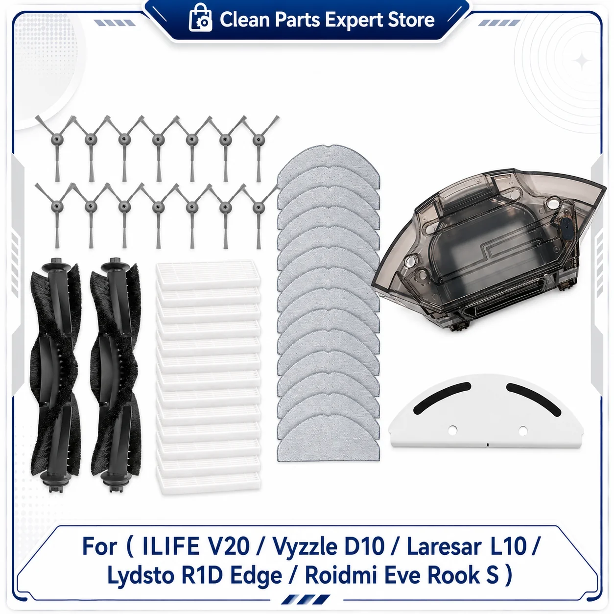 Accessories For ( ILIFE V20 / Vyzzle D10 / Laresar L10 / Lydsto R1D Edge / Roidmi Eve Rook S )  Vacuum  Parts Main Side Brush