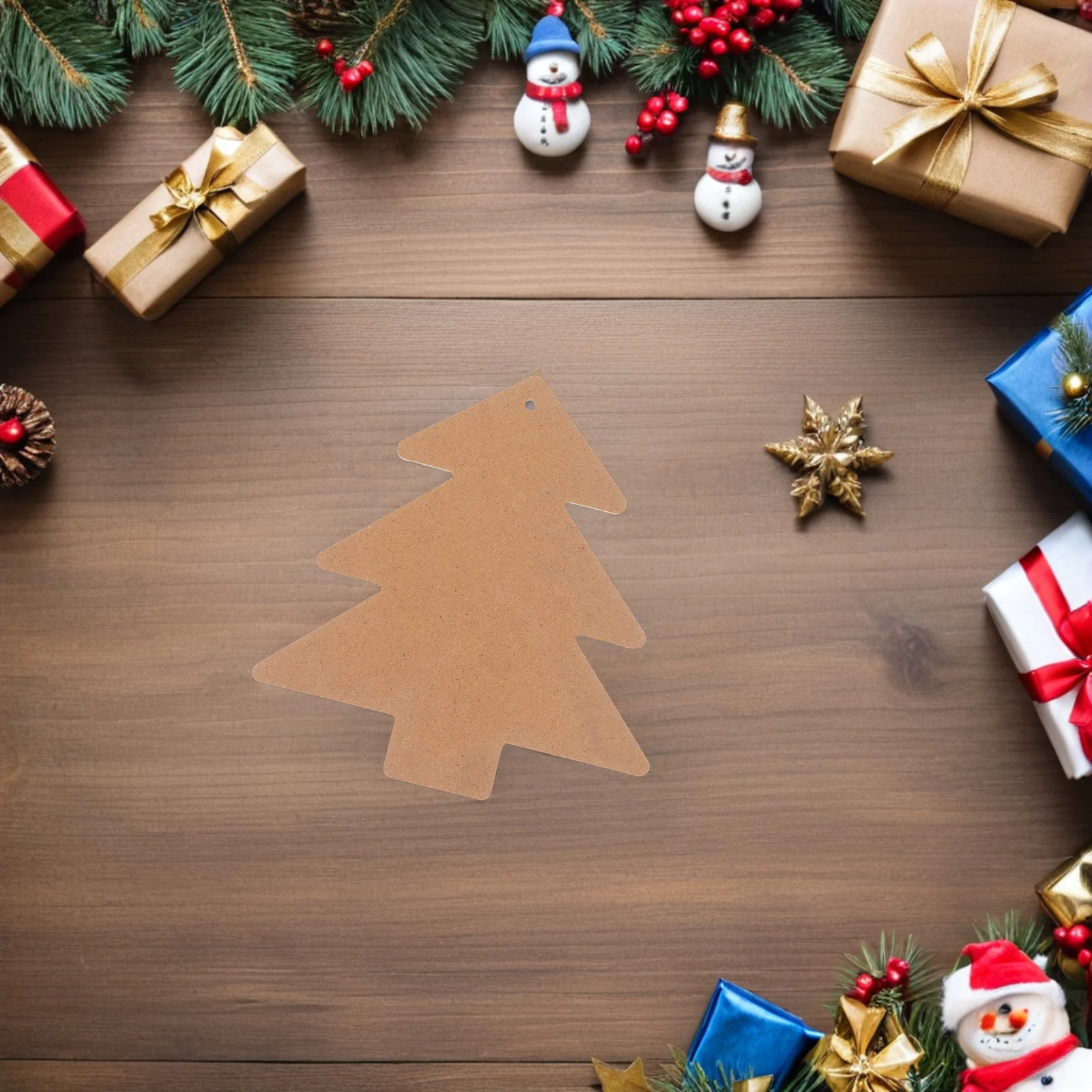 

Christmas Tree Mosaic Base DIY Wooden Craft Base Trays for Mosaic Tiles Supplies Home Decoration Art Plate Blank Coasters Khaki