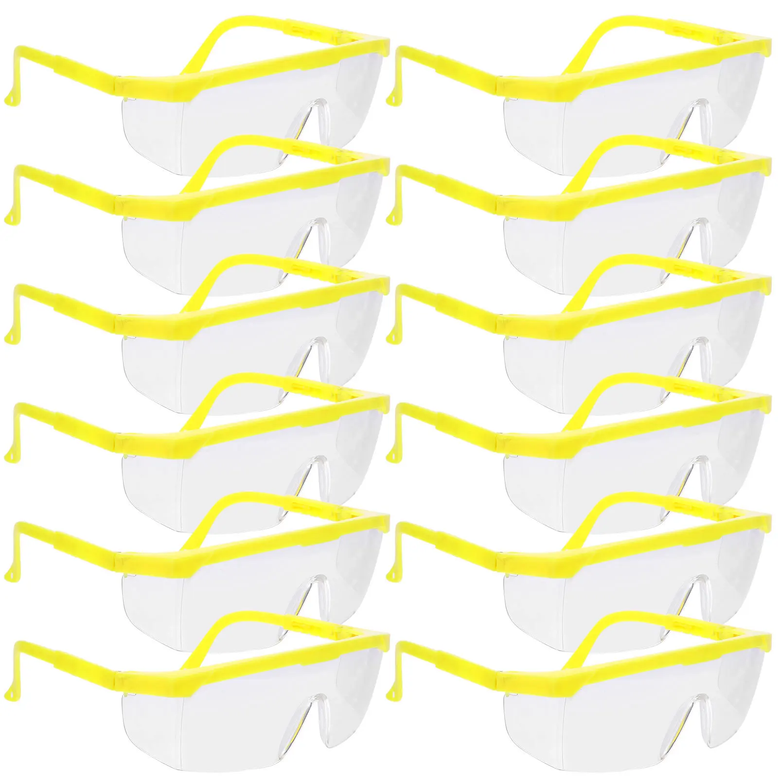 

12Pcs Protective Eyewear Splash Proof Riding Glasses Dust Wind Proof Goggles Outdoor Yellow Frame White Lens Protective Eyewear