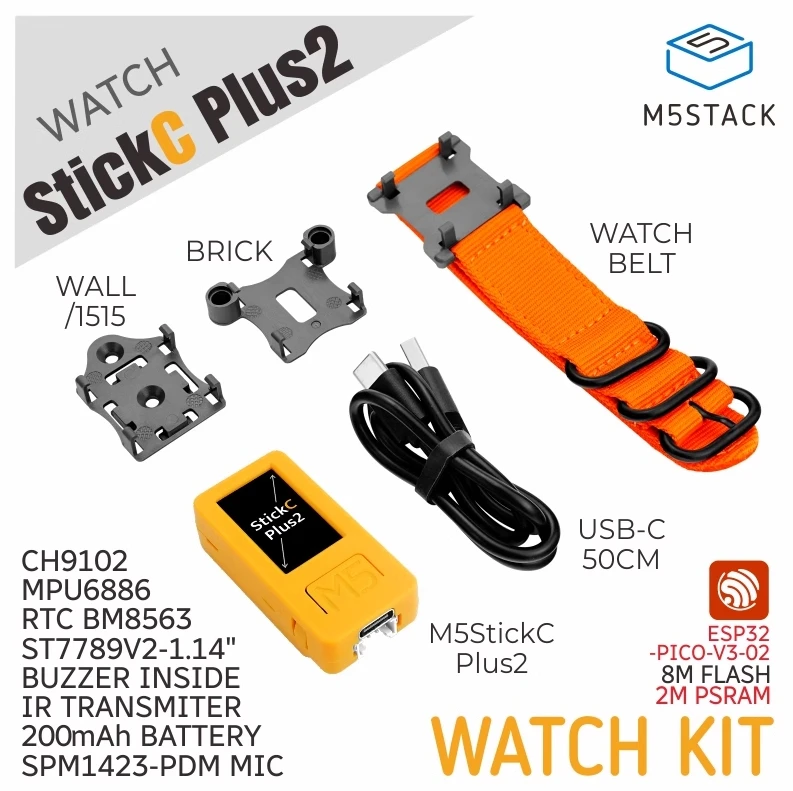 M5Stack oficial M5StickC PLUS2 con accesorios untuk reloj StickC Plus2 ESP32 IoT development board Wearable watch set