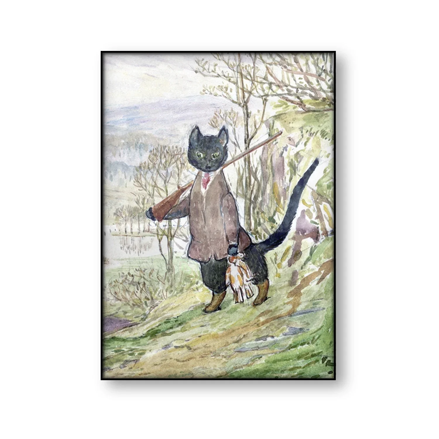 Kitty in Boots Nursery Prints Decor Wall Art Vintage Poster Beatrix Potter Retro Canvas Print Painting Baby Room Home Decoration