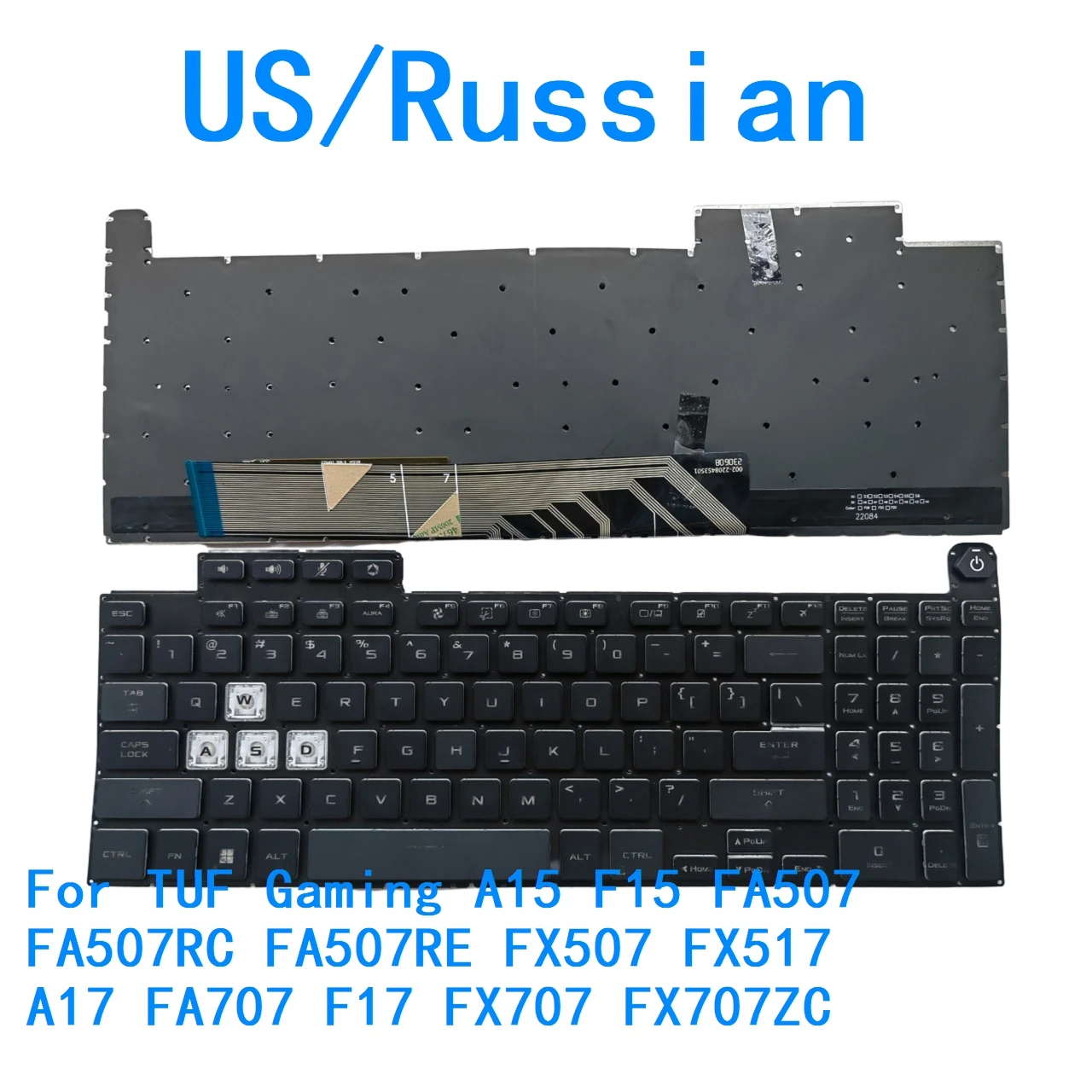 New US Russian Language  RGB Keyboard For ASUS TUF Gaming A15 F15 FA507 FA507RC FA507RE FX507 FX517 A17 FA707 F17 FX707 FX707ZC