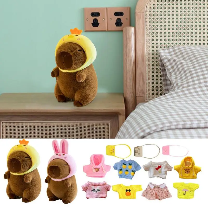 9 Inch Dress Up Capybara Plush Doll with Clothes and Accessories Cute Stuffed Capybara Dolls Plushies Capybara Figure child gift