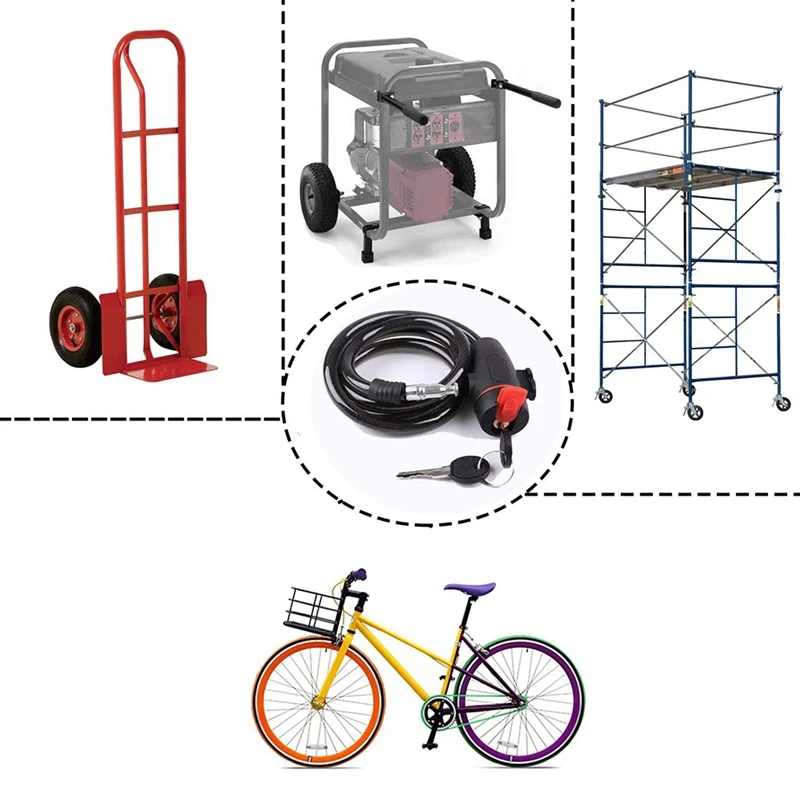 New Anti-Theft Spiral Cable, Anti-Theft Cable For Bike / Bike Gate, Bike Padlock With Key, Bike Padlock With Key