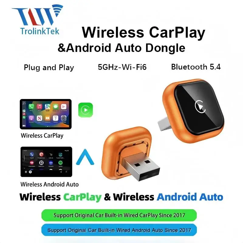 

2026 Upgrade 2in1 Wireless CarPlay Android Auto Adapter Fast Connect Smart Mini Box Fast Connect Plug&Play for OEM Wired CarPlay