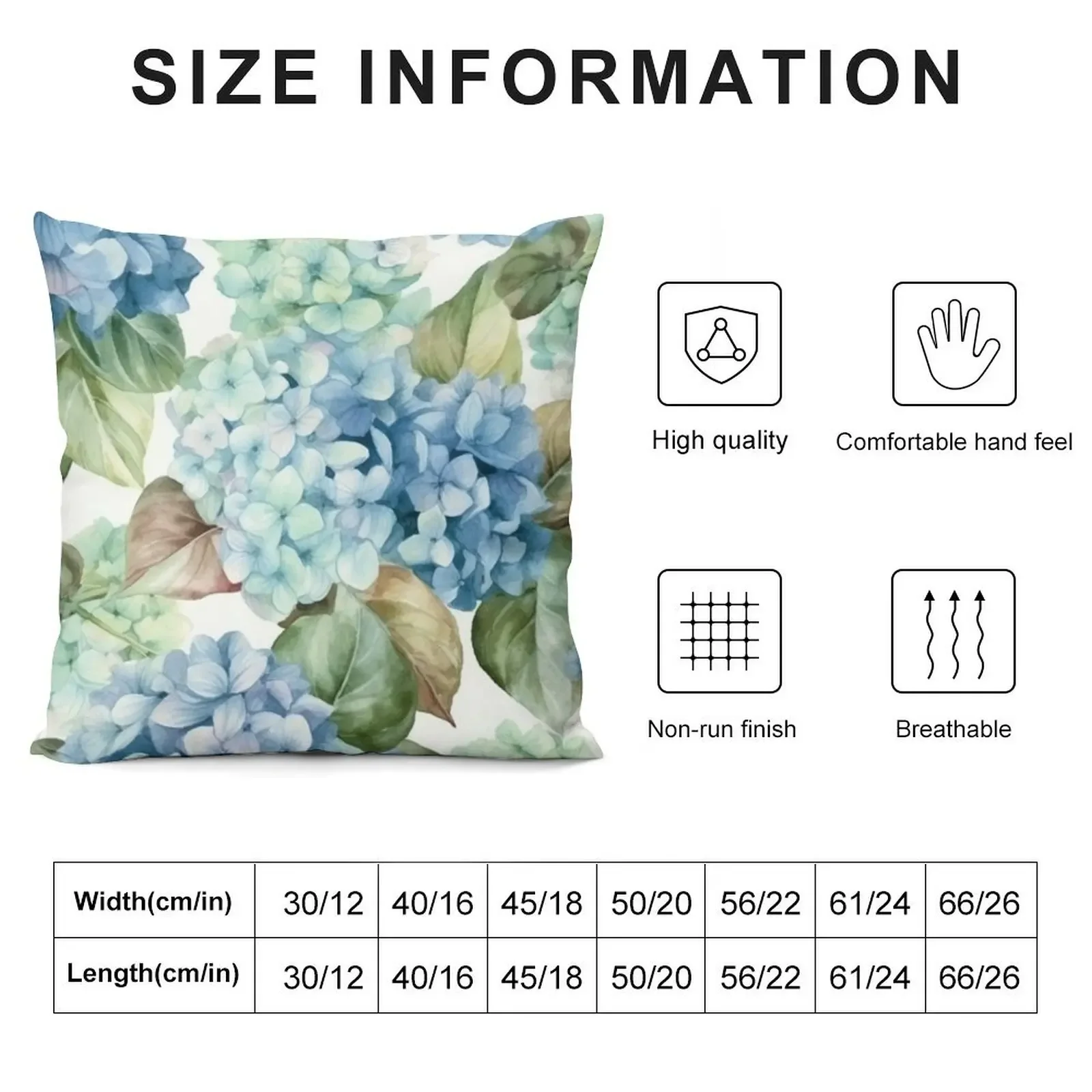 Blue Hydrangeas Throw Pillow Decorative Cover For Living Room pillow cover luxury Sofa Pillow Cover