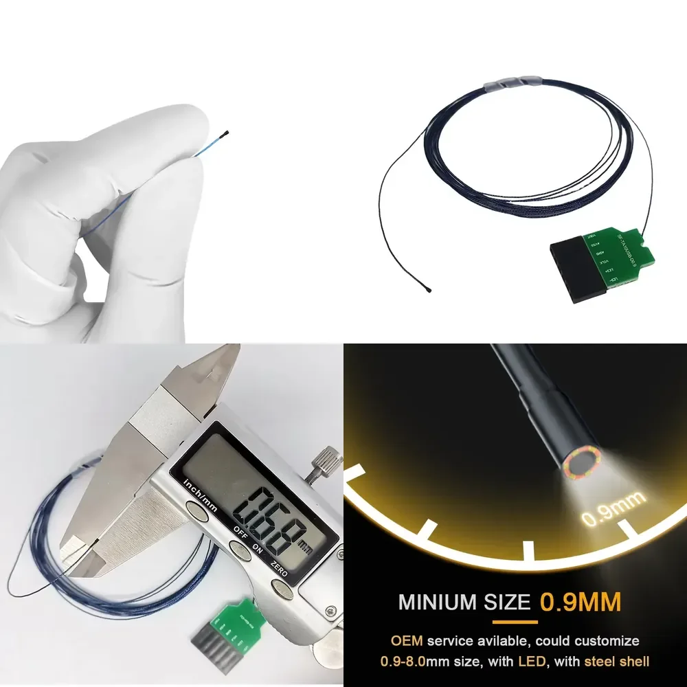 Smallest 0.9mm OCHTA10 CMOS USB2.0 endoscopic module with optional LED steel case for ultra-small visual access