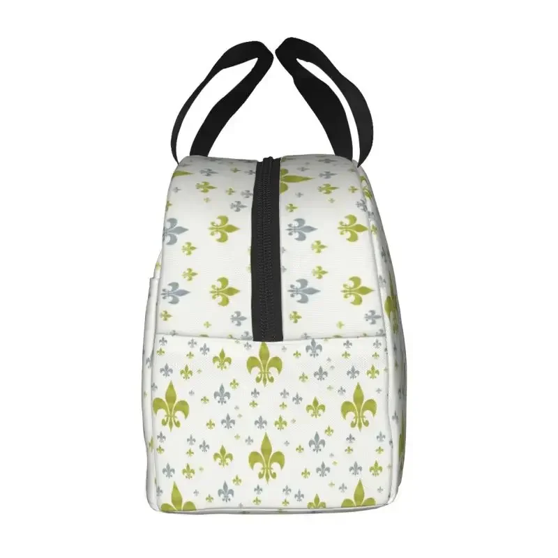 Fleur-de-lis Symbol Insulated Lunch Bags for School Office Lily Flower Fleur de Lis Leakproof Thermal Cooler Bento Box Children