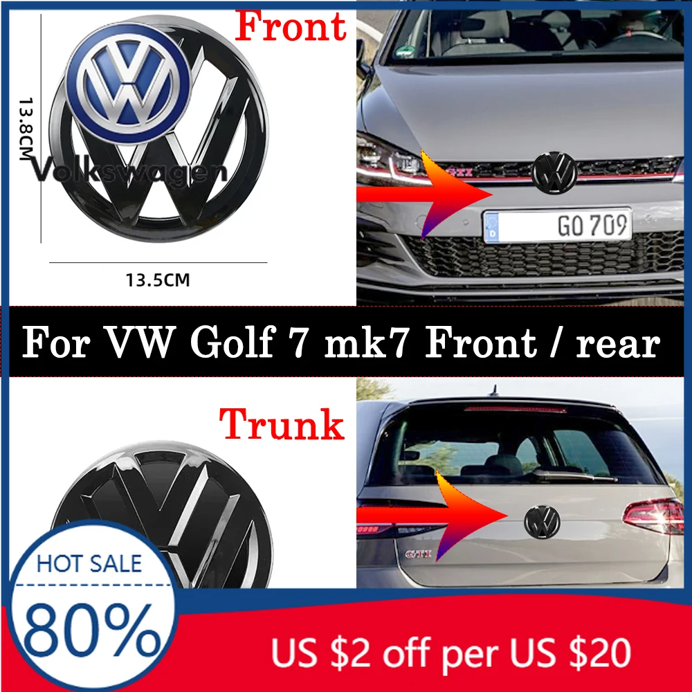 

Горячая новинка 2026: Глянцевые черные эмблемы для передней решетки радиатора и крышки багажника для Volkswagen VW Golf 7 (2014-2017) - Автомобильный значок