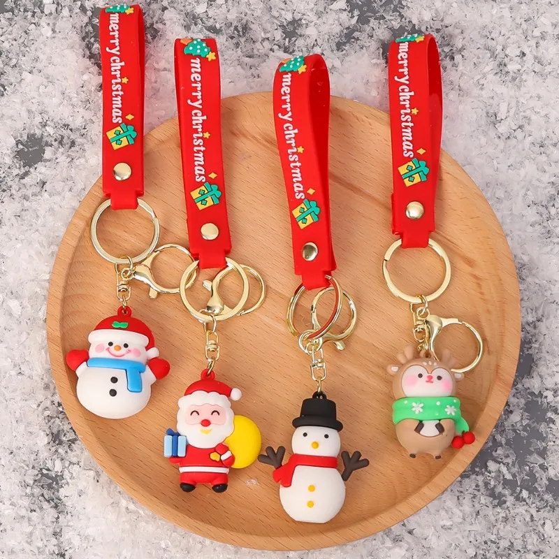 Creative Practical Multiple Styles Christmas Keychain Cute Cartoon Santa Claus Elk Snowman Car Bag Key Ring Versatile Key Chain