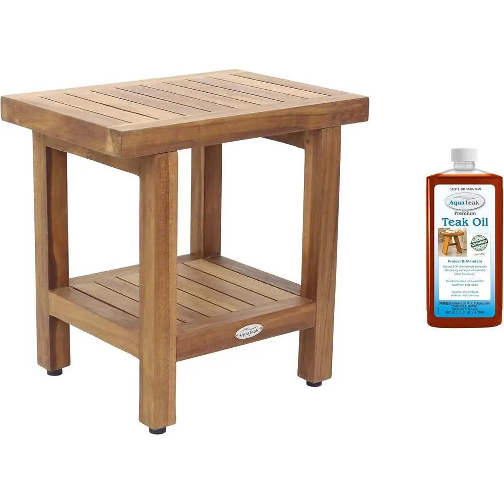 

Скамейка для душа из тика 18 Teak с полкой и премиальным маслом