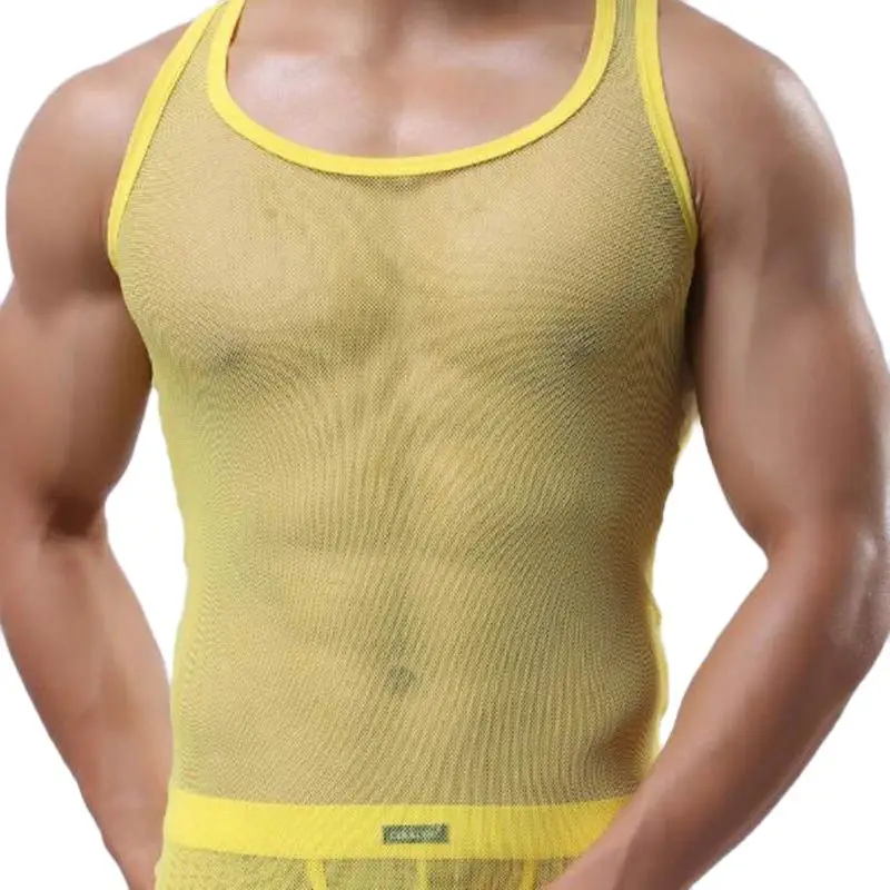 Men T-shirt Wrestling Mesh Sexy Breathable Singlet Men Shirts For Men Undershirts Gay Body Hombre Roupas Masculinas Solid