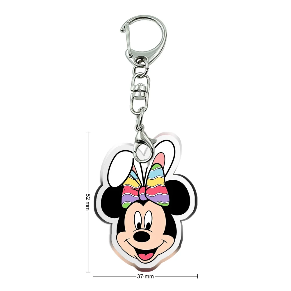 Disney turenie-Porte-clés en acrylique transparent mignon Minnie, ornement pendentif pour le jour de Pâques, collection de cadeaux pour fille, accessoires pour fille