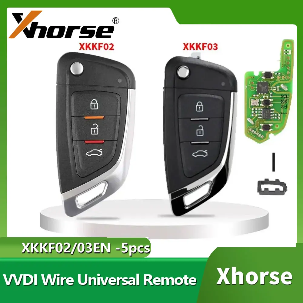 

5pcs For Xhorse XKKF02EN /XKKF03EN 3 Buttons Universal VVDI Wire Remote Key Car Remote Key for BM VVDI Mini Key Tool VVDI2