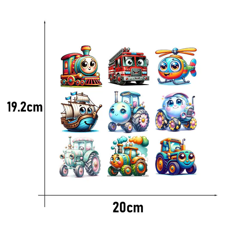 Cartoon car Heat Transfer Children\'s clothing Accessory Iron On Fashion Stickers Heat Transfer Fabric Patches